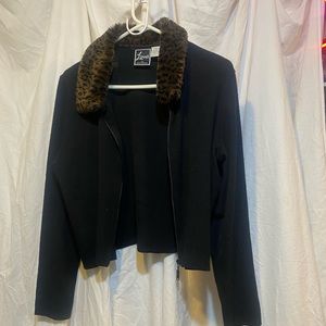 Lennie for Nina Leonard zip up sweater jacket size small